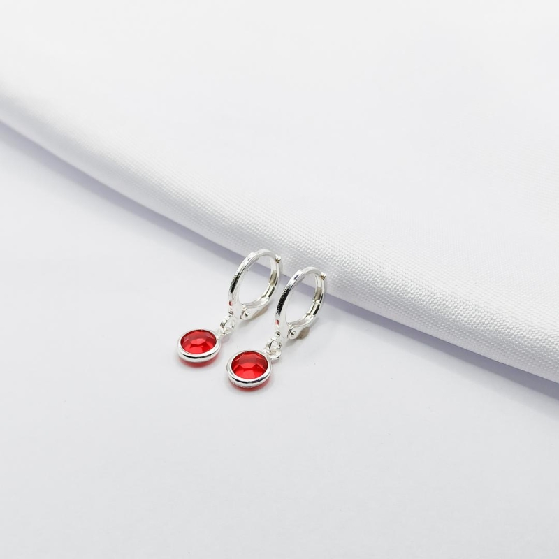 BRINCO PRATA ARGOLINHA CLICK COM PONTO DE LUZ RUBI M