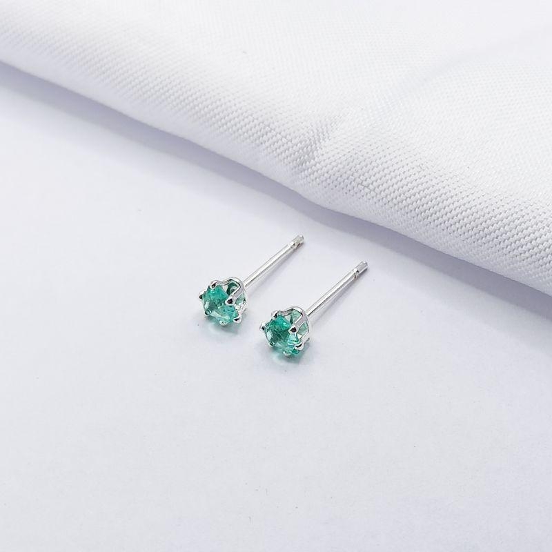 BRINCO PRATA CORAÇÃO VERDE ÁGUA P