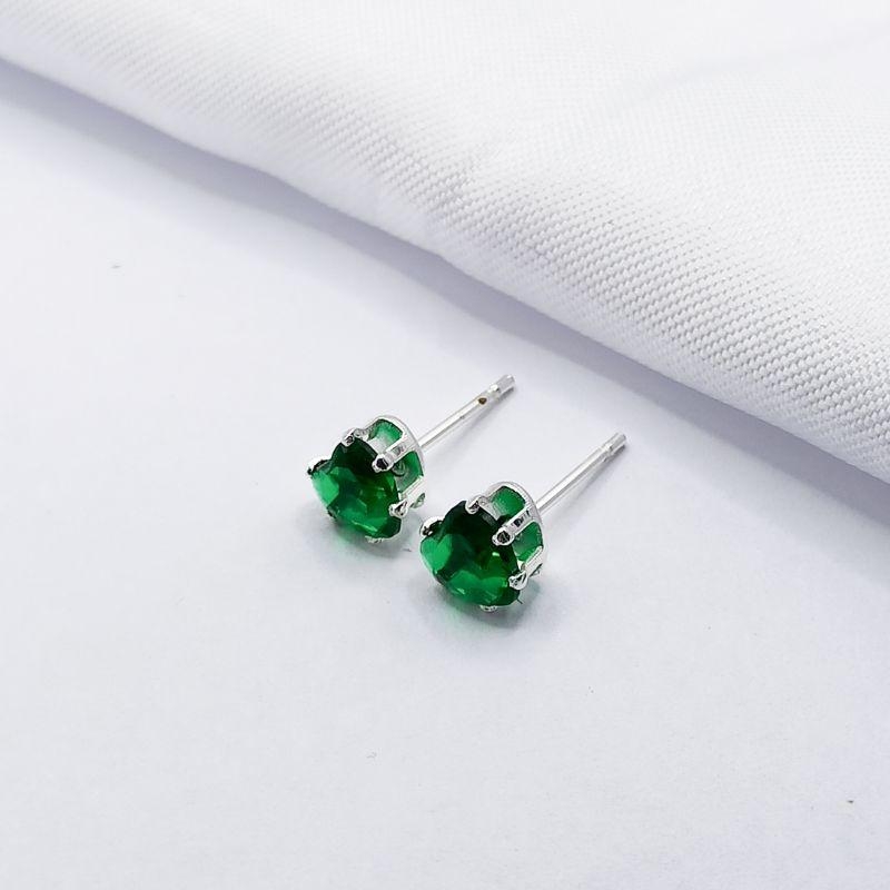 BRINCO PRATA CORAÇÃO VERDE G