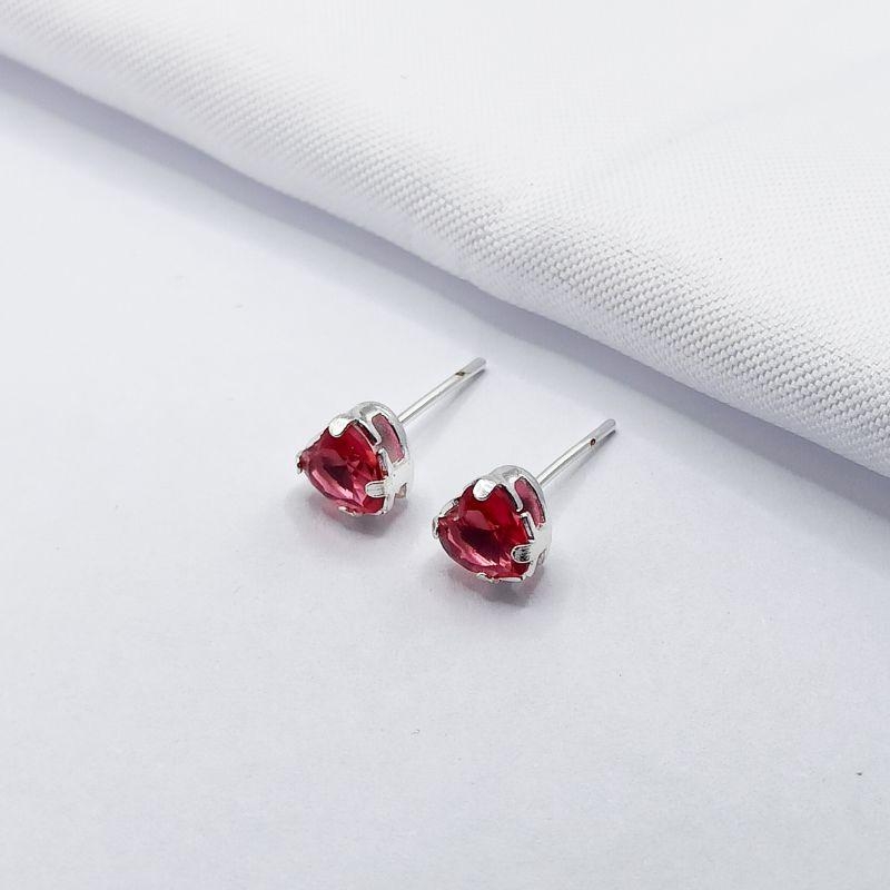 BRINCO PRATA CORAÇÃO VERMELHO G