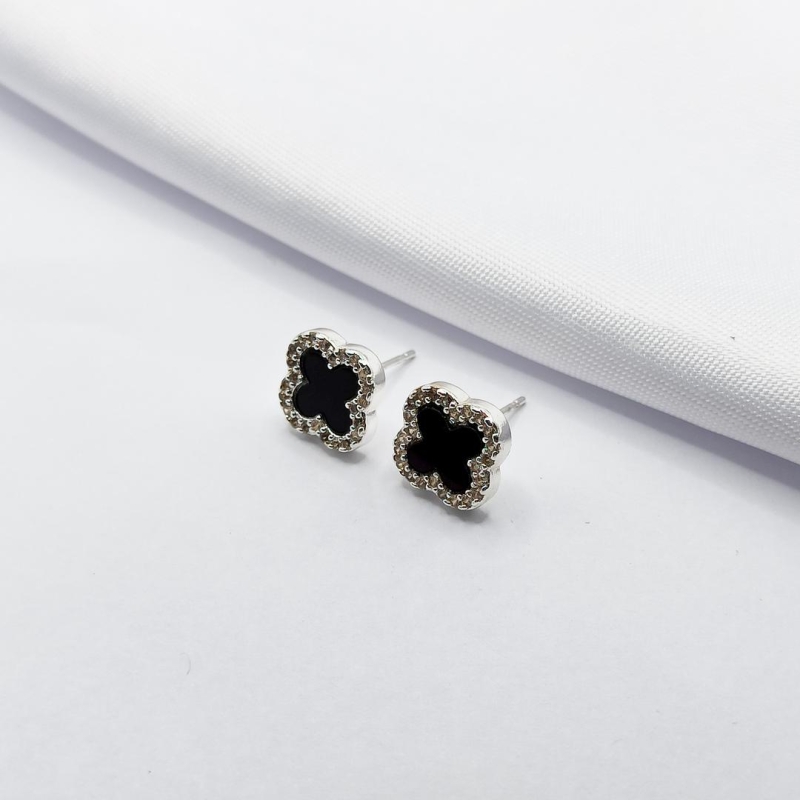 BRINCO PRATA INSPIRAÇÃO TREVO VAN CLEEF BLACK G