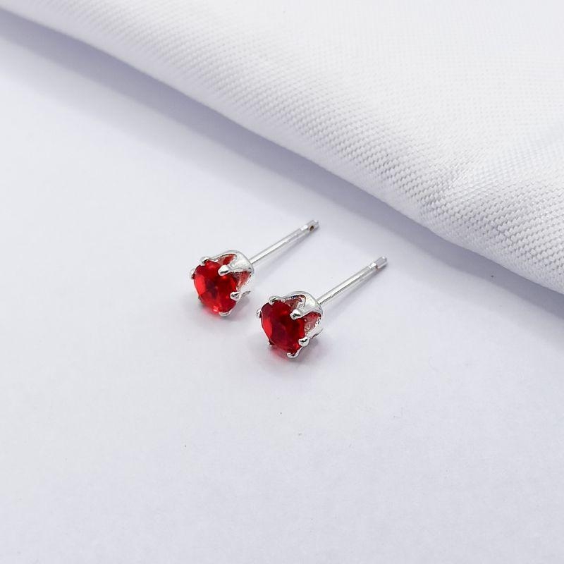 BRINCO PRATA PONTO DE LUZ VERMELHO G