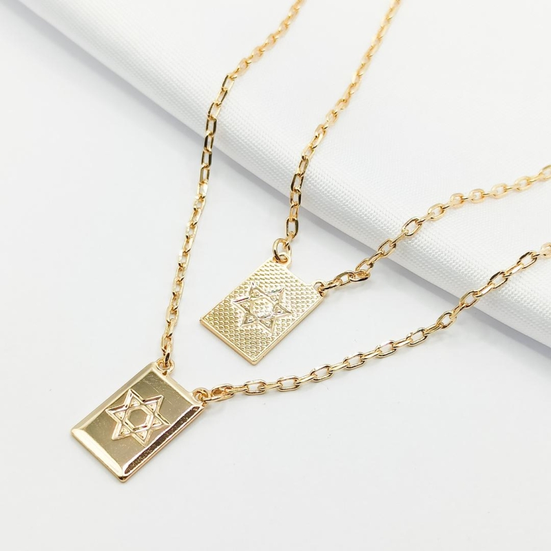 ESCAPULÁRIO DOURADO ESTRELA DE DAVI 60CM