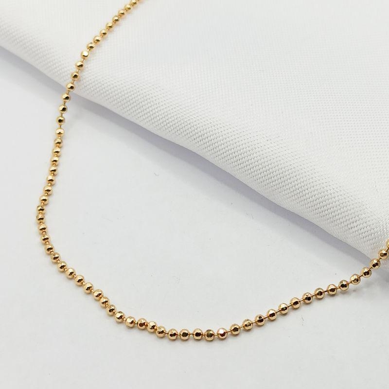 GARGANTILHA DOURADA BOLINHA DIAMANTADA 70CM
