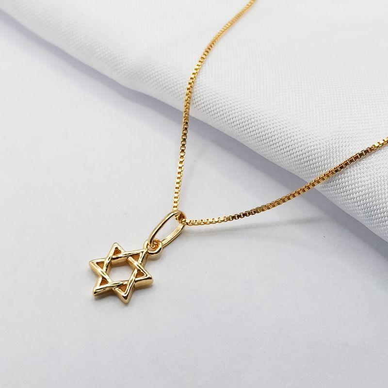 GARGANTILHA DOURADA ESTRELA DE DAVI 45CM