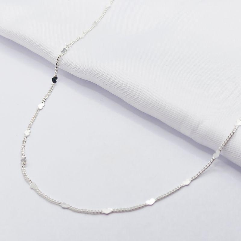 GARGANTILHA PRATA CHOKER MINI CORAÇÕES 40CM