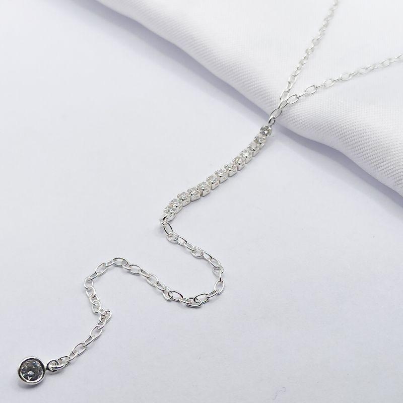 GARGANTILHA PRATA GRAVATINHA RIVIERA COM PONTO DE LUZ 45CM