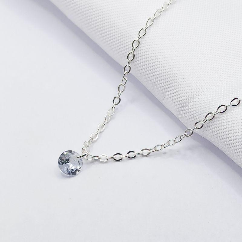 GARGANTILHA PRATA PONTO DE LUZ CRISTAL 45CM