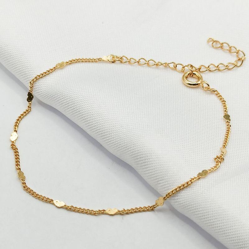 PULSEIRA DOURADA MINI CORAÇÕES CHAPA