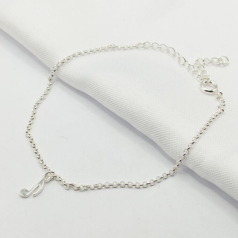 PULSEIRA PRATA ELO PORTUGUÊS FINO COM NOTA MUSICAL