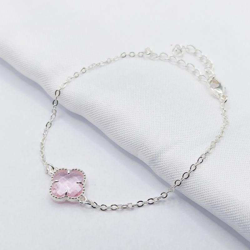 PULSEIRA PRATA INSPIRAÇÃO TREVO VAN CLEEF ROSA