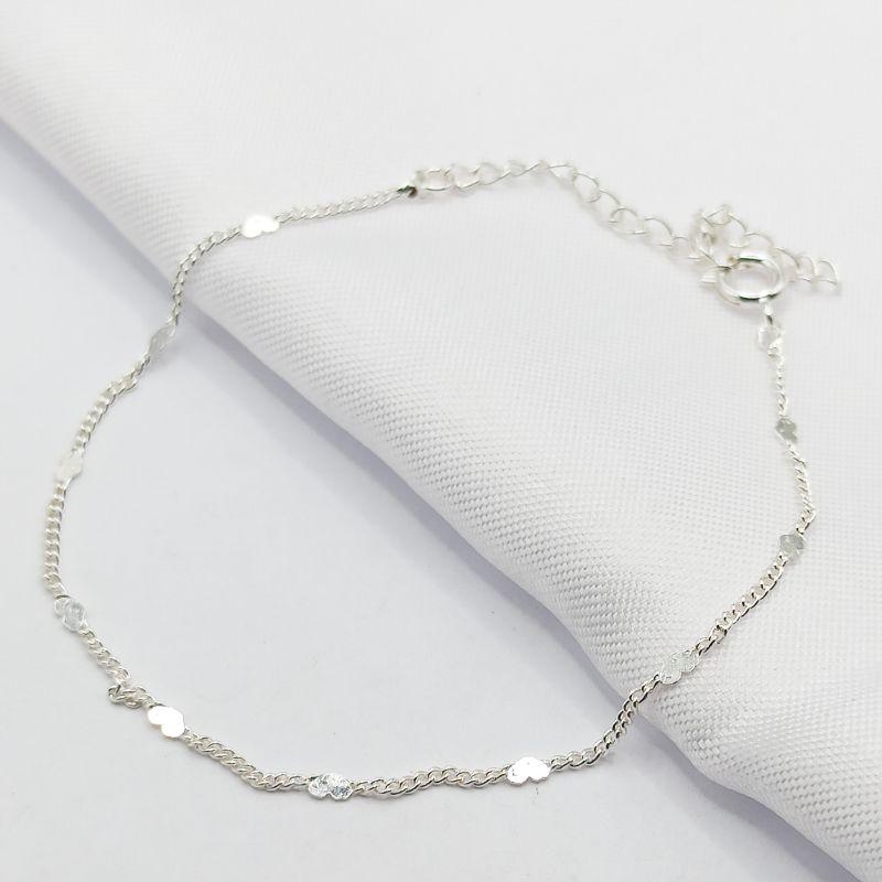 PULSEIRA PRATA MINI CORAÇÕES CHAPA