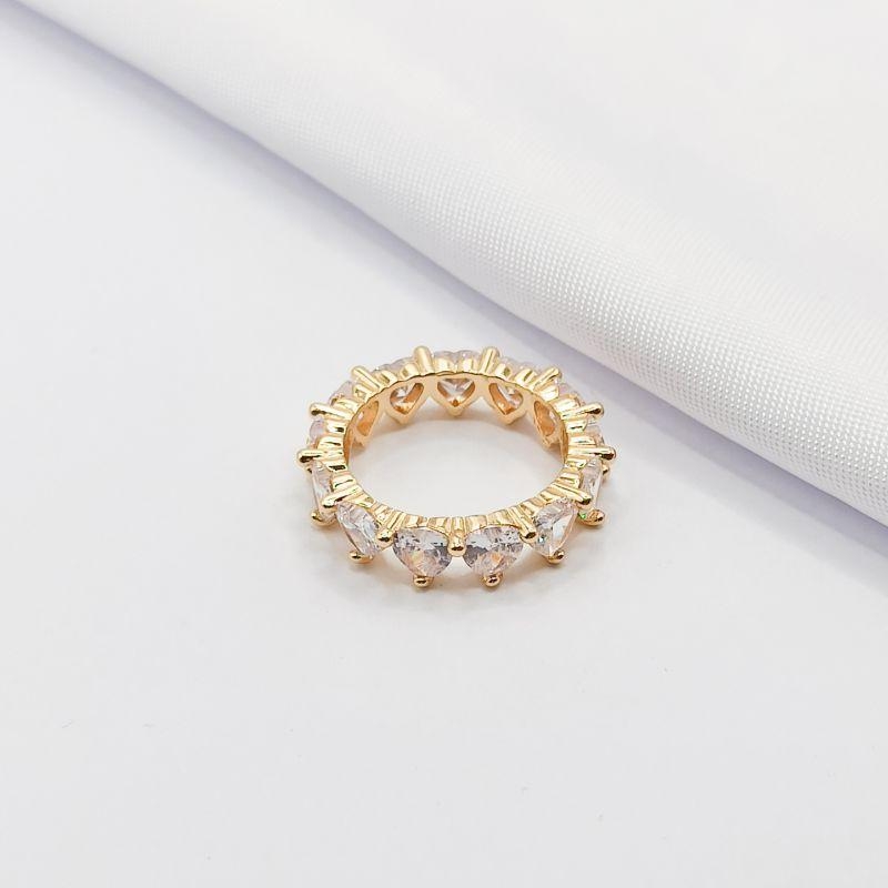 ANEL DOURADO CORAÇÕES CRISTAL