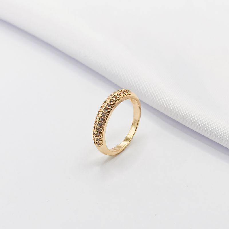 ANEL DOURADO DUAS FILEIRAS CRAVEJADAS