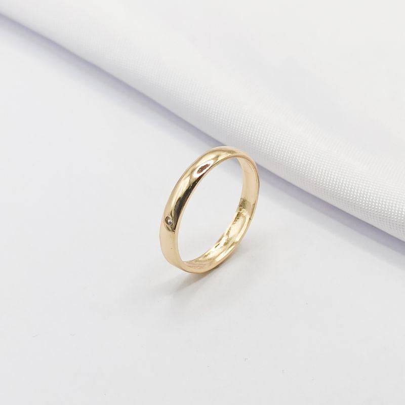 ANEL DOURADO LISO E MINI PONTO DE LUZ