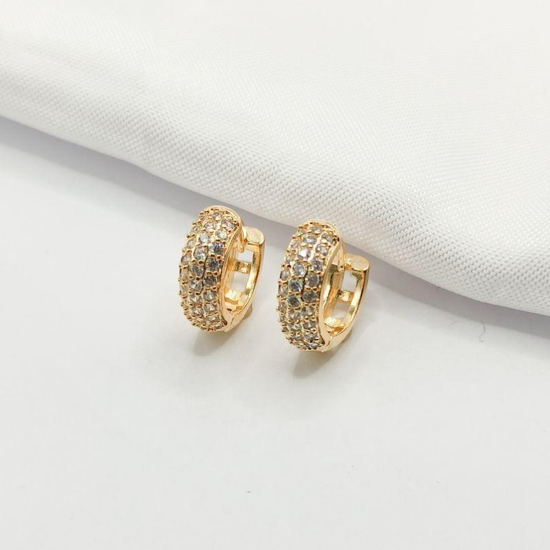 BRINCO DOURADO ARGOLINHA CLICK CRAVEJADA