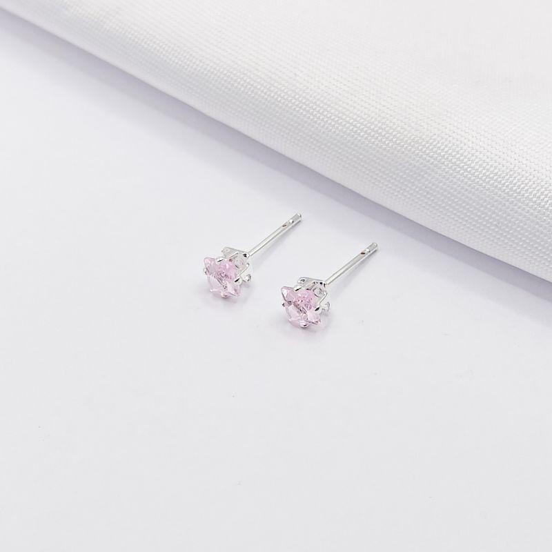 BRINCO PRATA ZIRCÔNIA CARRÉ ROSA M