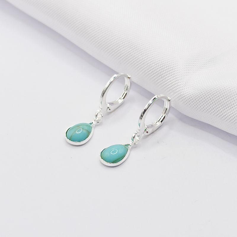 BRINCO PRATA ARGOLINHA CLICK COM GOTA AZUL