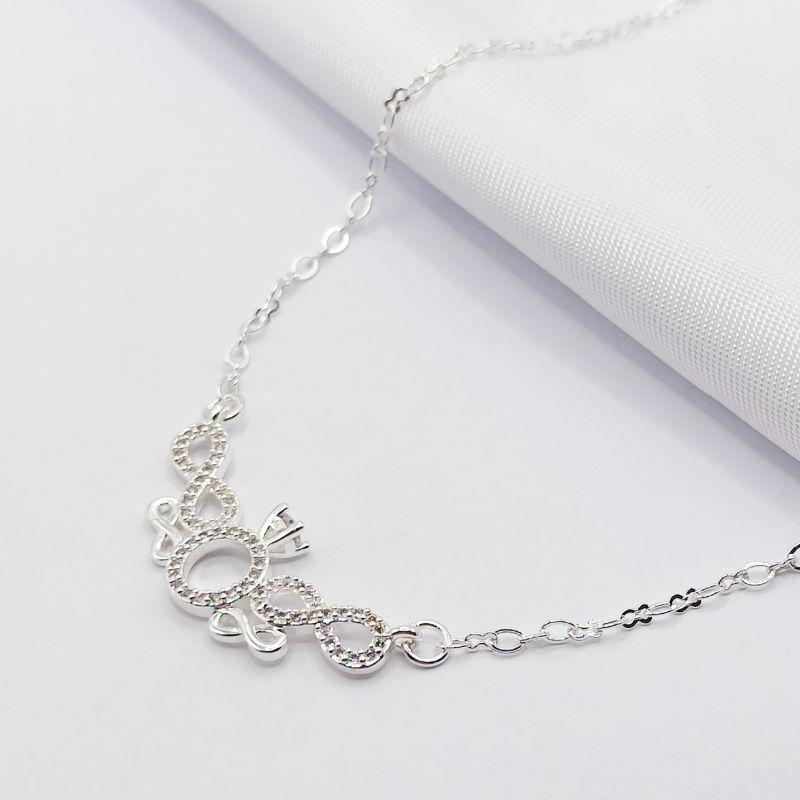 GARGANTILHA PRATA CHOKER INFINITO E ANEL CRAVEJADOS 35CM