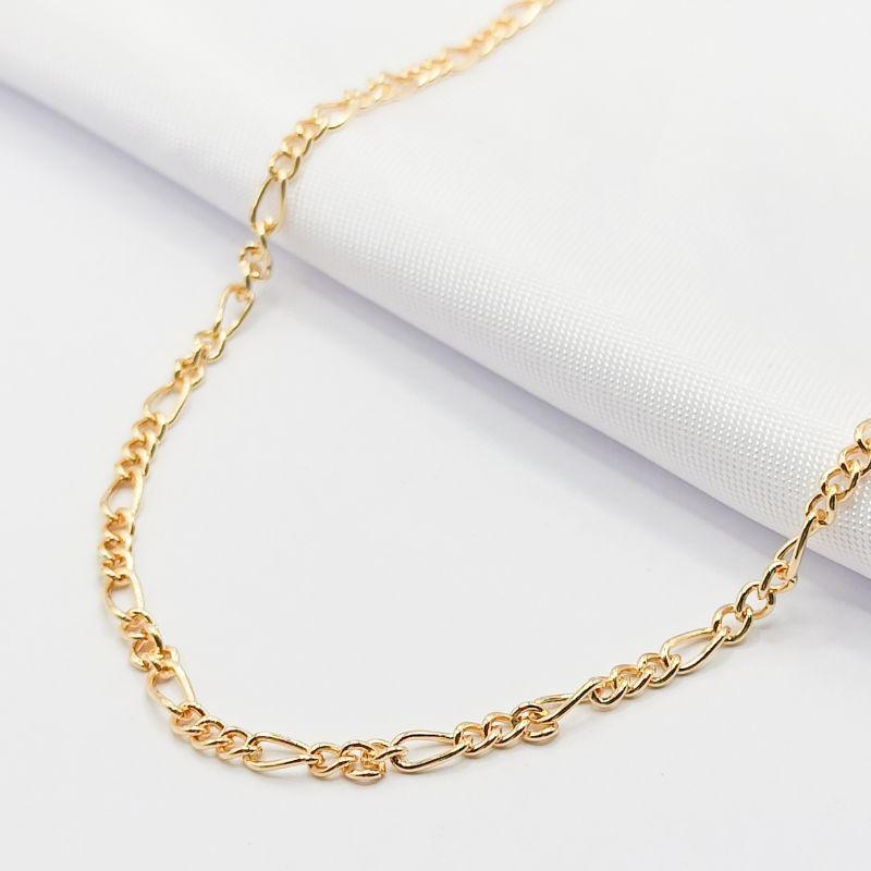 CORRENTE DOURADA ELO TORCIDO 3X1 3MM 60CM
