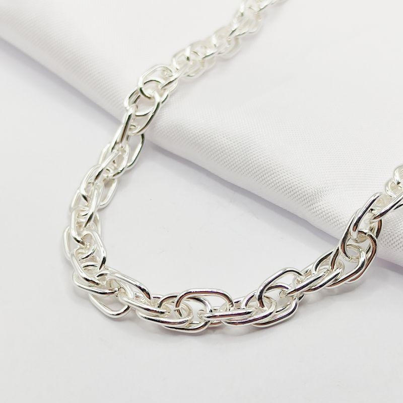 GARGANTILHA PRATA ELO CARTIER DUPLO 45CM