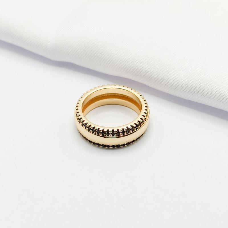 ANEL DOURADO DUAS FILEIRAS ZIRCÔNIA BLACK