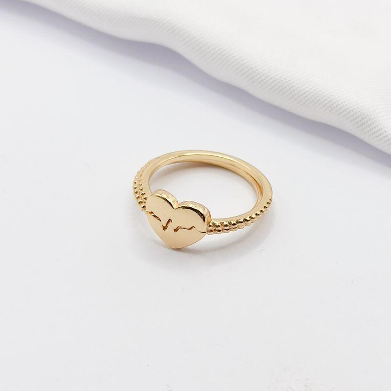 ANEL DOURADO DUPLO COM CORAÇÃO 2 PARTES