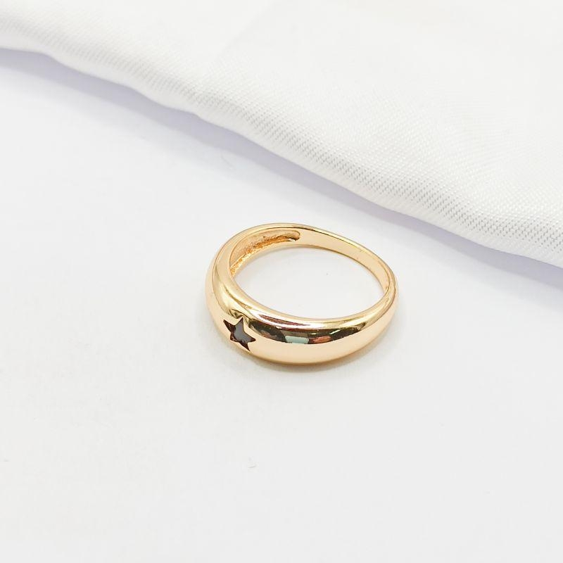 ANEL DOURADO LISO COM ESTRELA BLACK