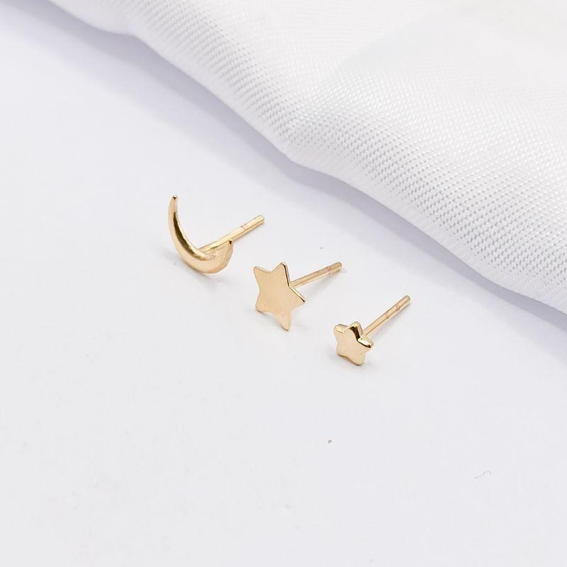 BRINCO DOURADO TRIO LUA E ESTRELA