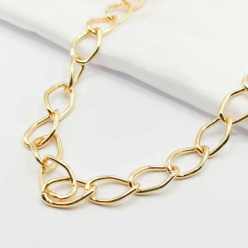GARGANTILHA DOURADA CHOKER ELO CARTIER OVAL 40CM