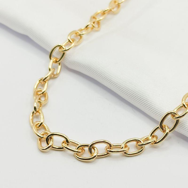 GARGANTILHA DOURADA CHOKER ELO CARTIER OVAL 40CM