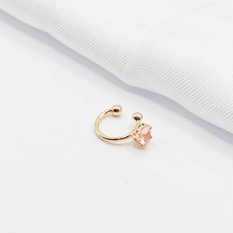 PIERCING FAKE DOURADO CORAÇÃO ROSA
