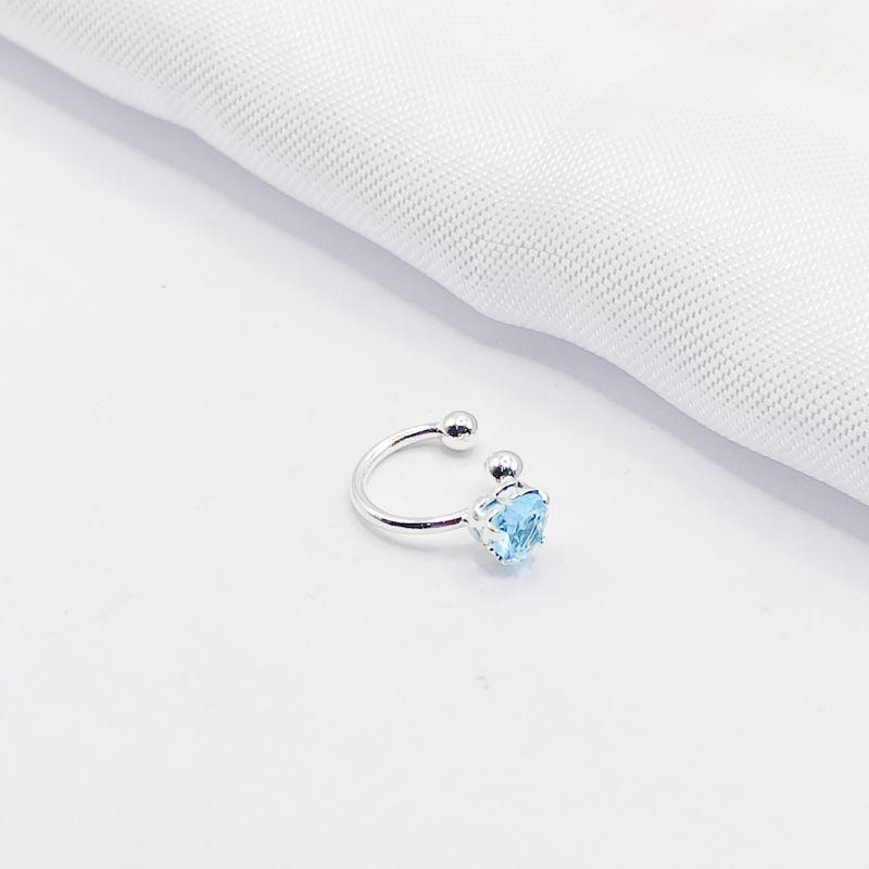 PIERCING FAKE PRATA CORAÇÃO AZUL