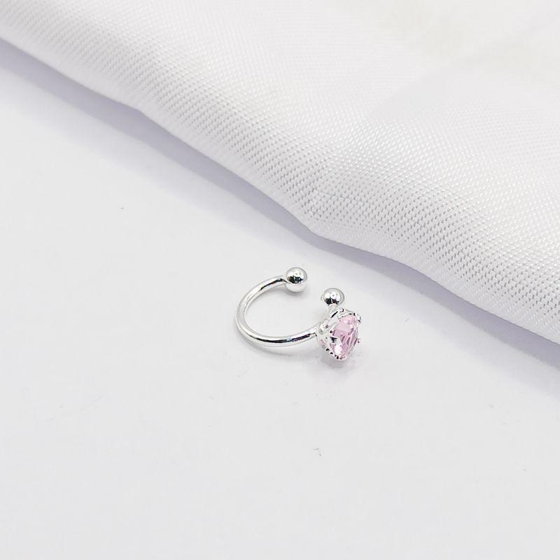 PIERCING FAKE PRATA CORAÇÃO ROSA
