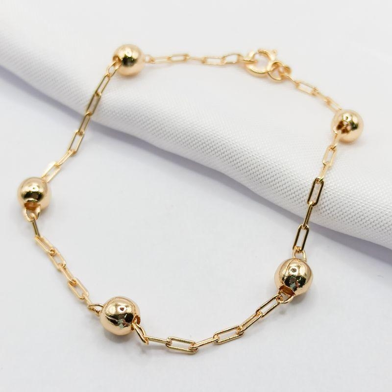 PULSEIRA DOURADA ELO CARTIER BOLINHAS