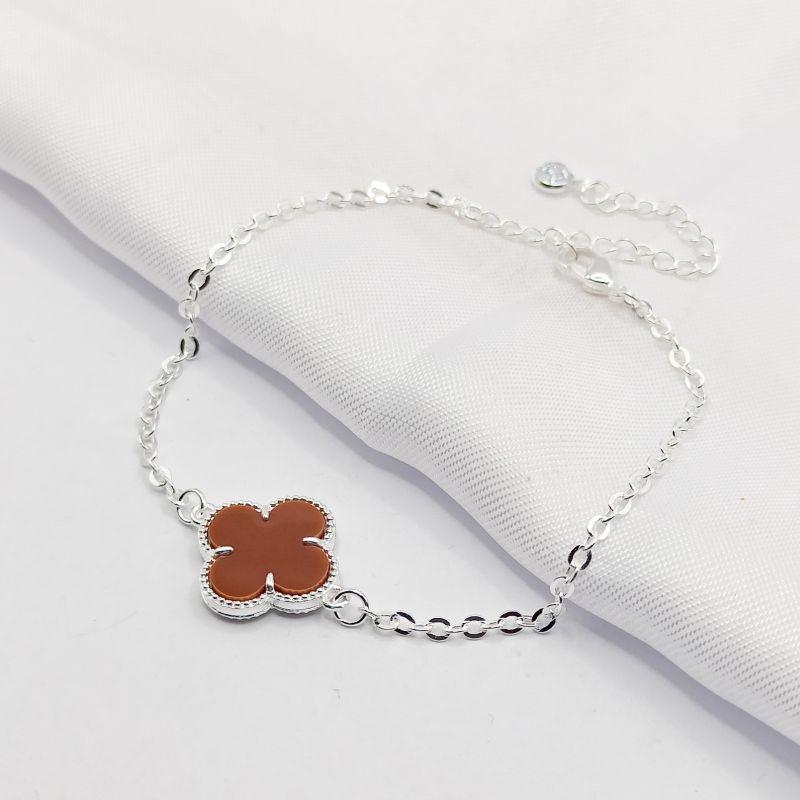PULSEIRA PRATA INSPIRAÇÃO TREVO VAN CLEEF MARROM