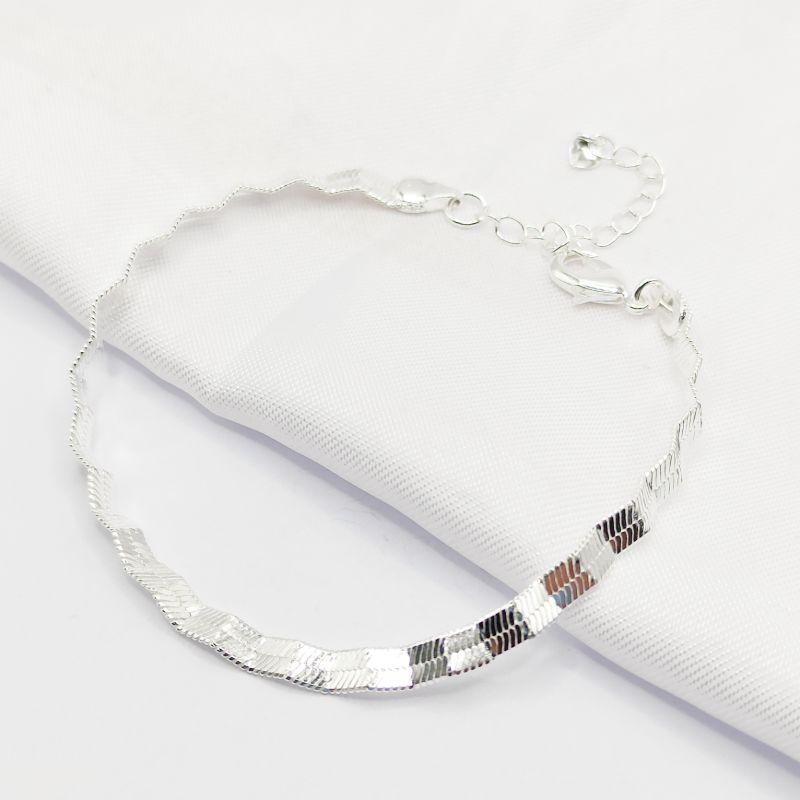 PULSEIRA PRATA MALHA FITA ONDULADA