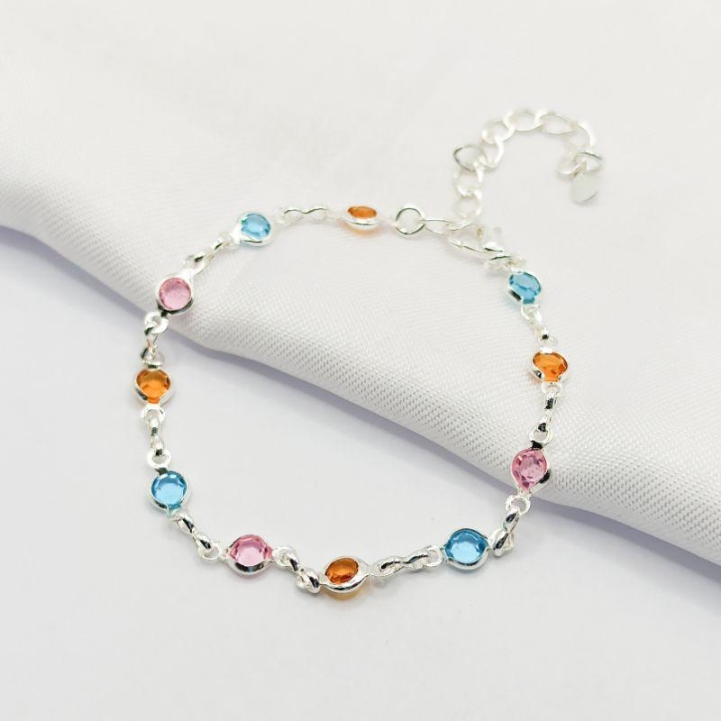PULSEIRA PRATA PONTOS DE LUZ COLORIDO