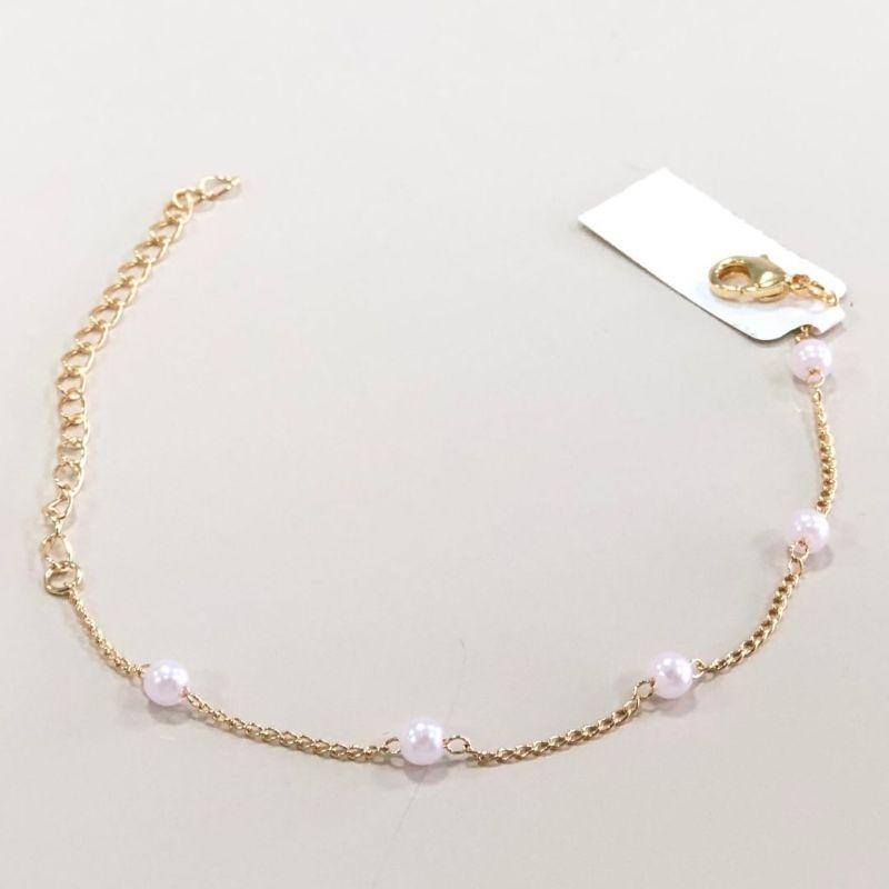 Pulseira Dourada Infantil Perolas