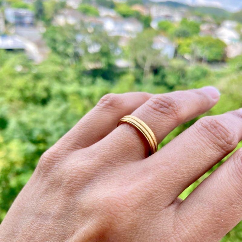 Anel Aço Inox Aliança com Friso Fosca Fina