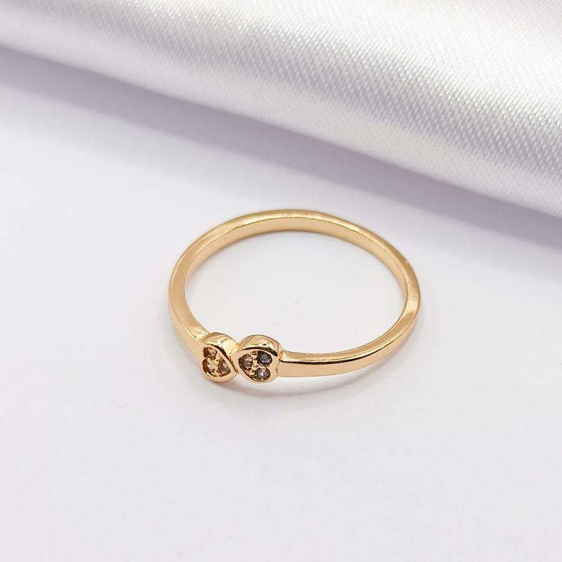 ANEL DOURADO 2 CORAÇÕES DELICADOS