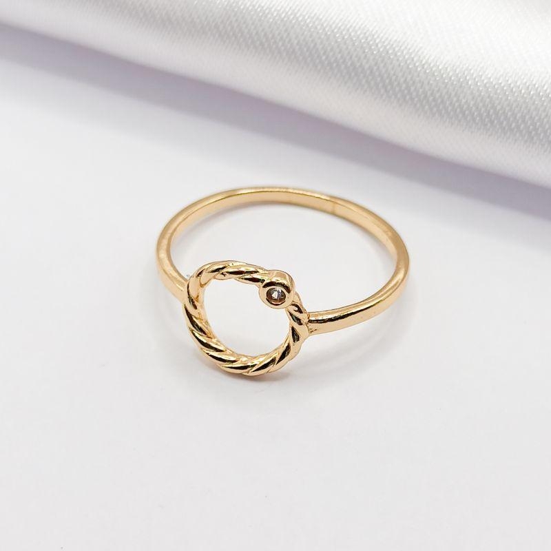 ANEL DOURADO FIO ARO VAZADO TORCIDO