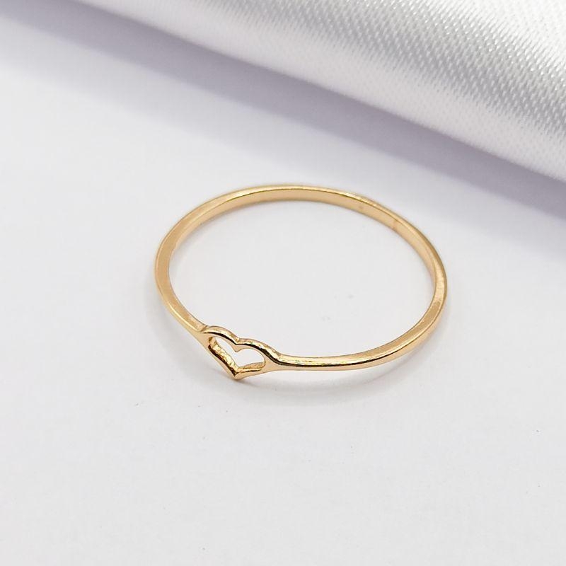 ANEL DOURADO FIO CORAÇÃO LISO