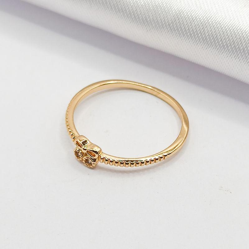 ANEL DOURADO LAÇINHO DELICADO 2 ZIRCÔNIAS