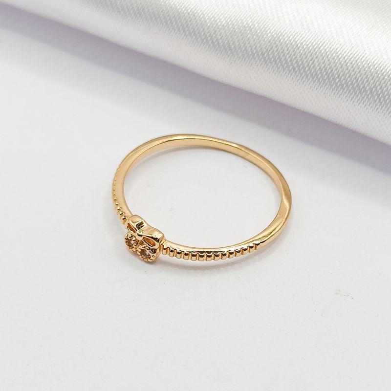 ANEL DOURADO LAÇINHO DELICADO 2 ZIRCÔNIAS