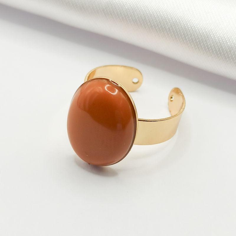 ANEL DOURADO REGULÁVEL PEDRA NATURAL TERRACOTA