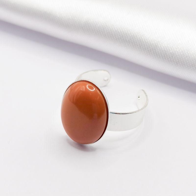 ANEL PRATA REGULÁVEL PEDRA NATURAL TERRACOTA