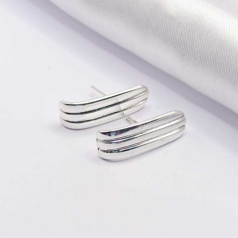 BRINCO PRATA CHAPA CANELADA LISA