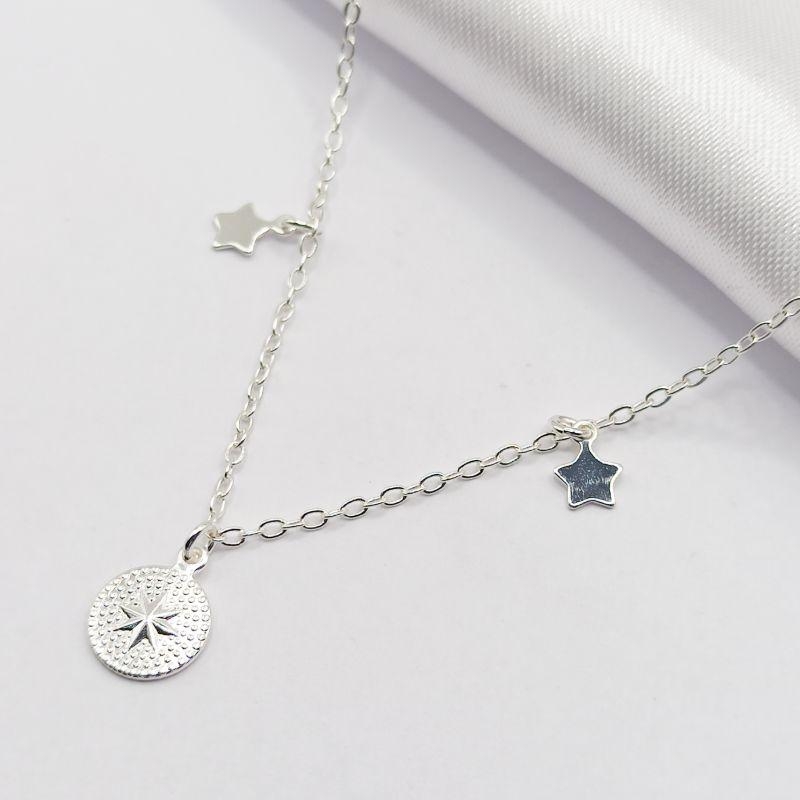 GARGANTILHA PRATA CHOKER MEDALHINHA ESTRELA 40CM