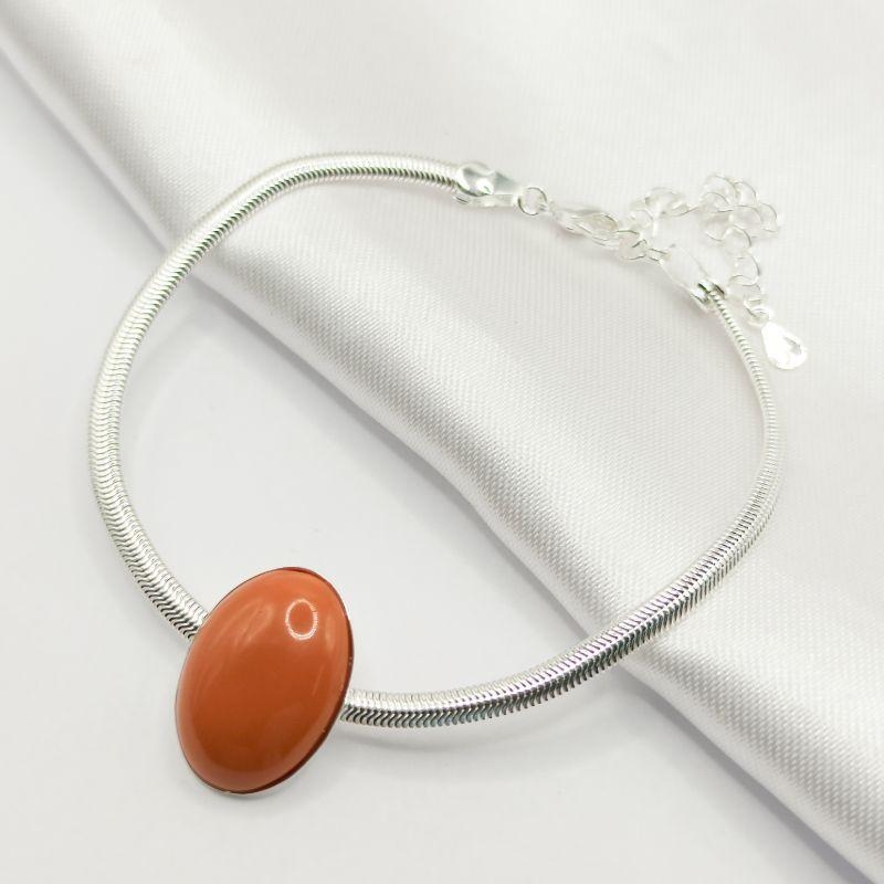 PULSEIRA PRATA PEDRA NATURAL TERRACOTA